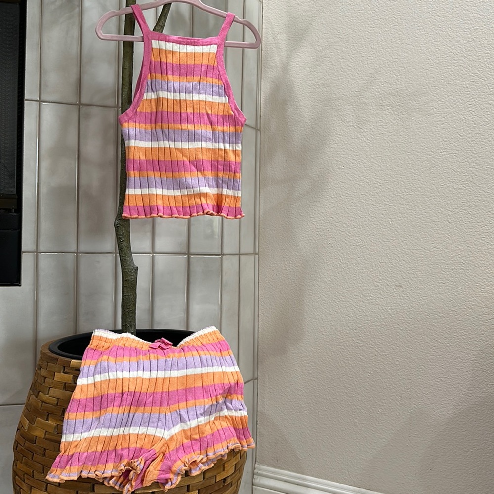 H&M Kids Matching Set - Pink, Orange, White Stripes